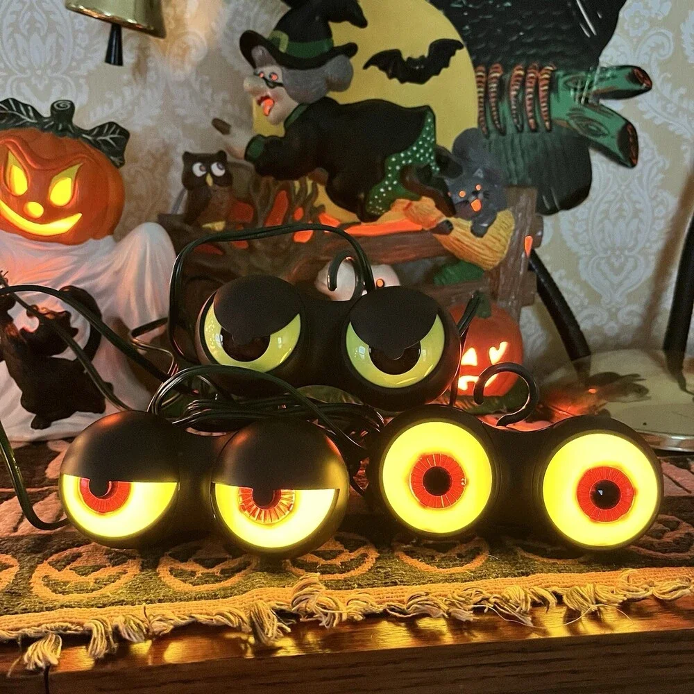 VTG 90s Peep n Peepers Halloween Light Set 3 Spooky Flash Eyes Open Box NIP Work